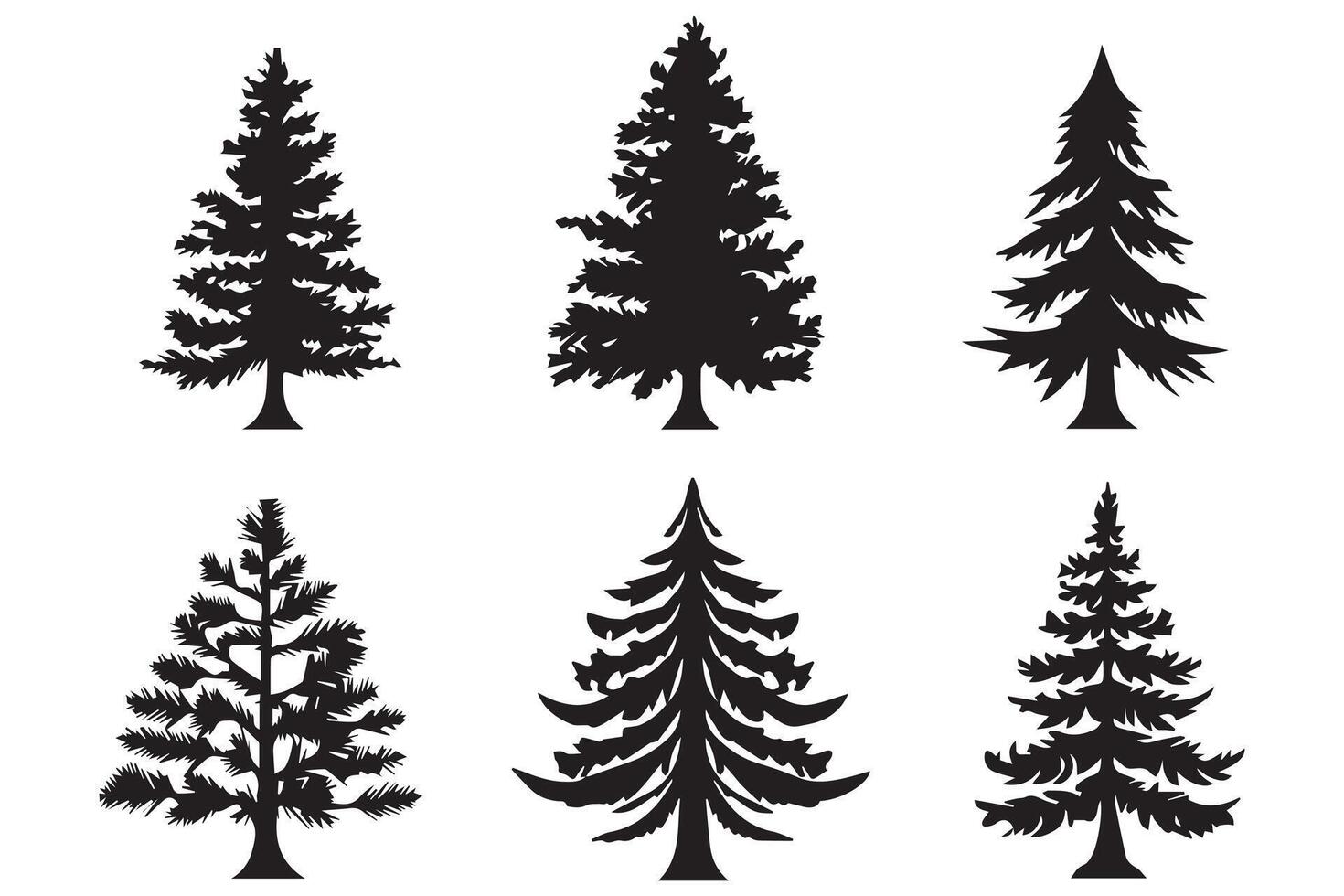 Set of Christmas Tree silhouette Bundle vector