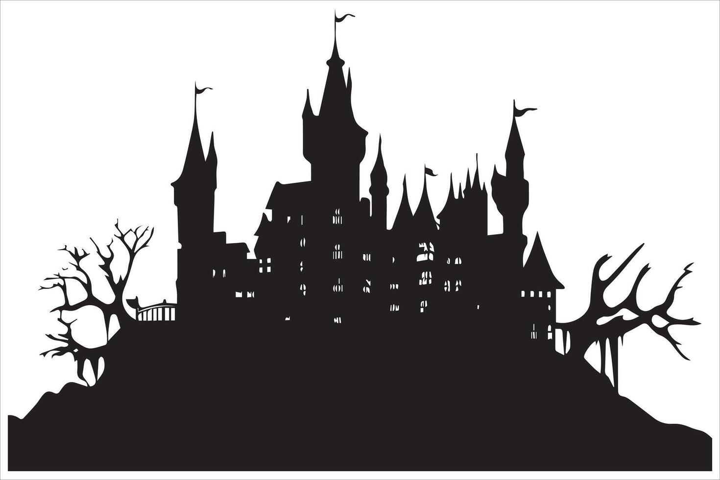 Halloween witch house silhouette design vector