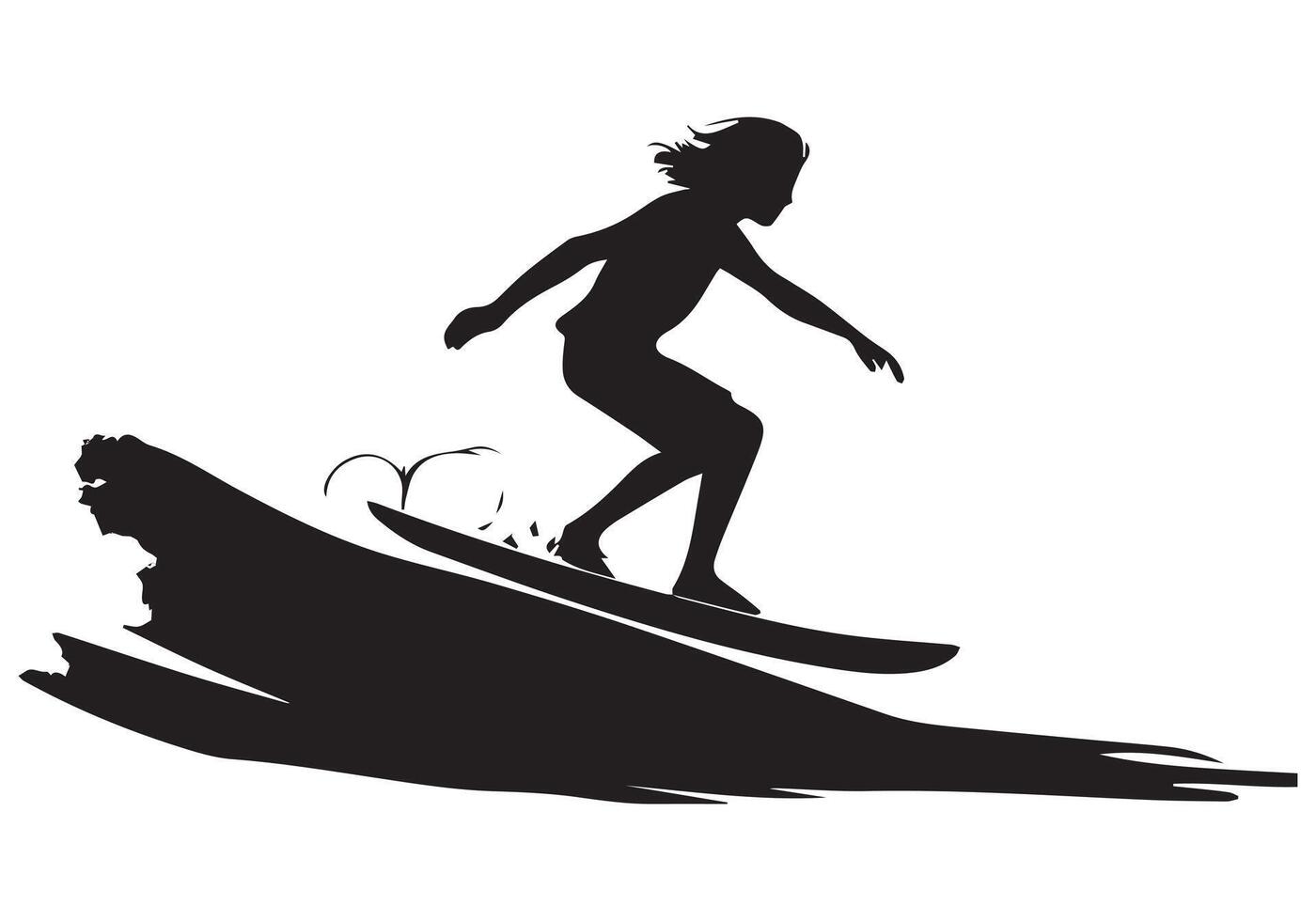 Surfing Silhouette design white background free vector