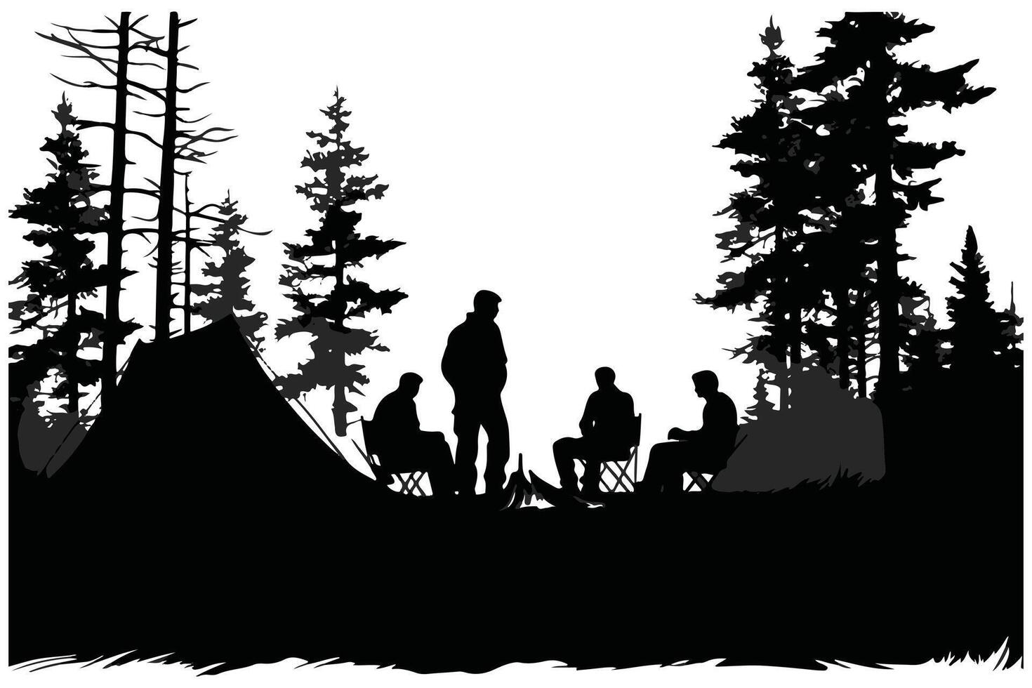 Camping black Silhouette vector
