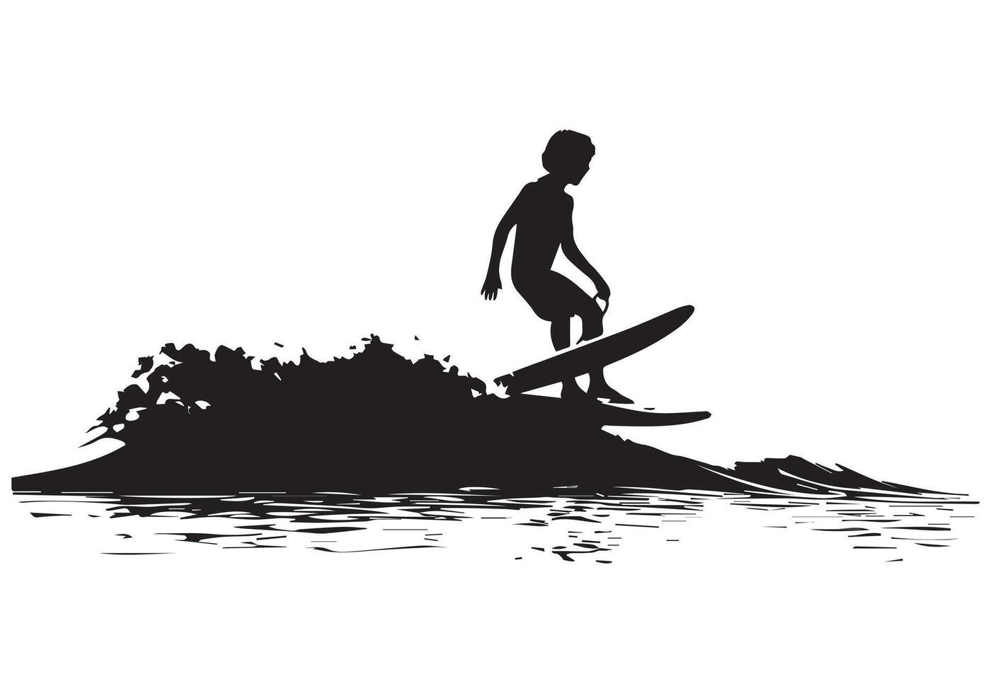 Surfing Silhouette design white background free vector