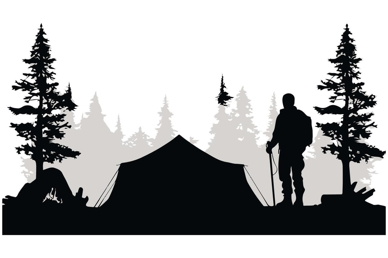 Camping black Silhouette vector