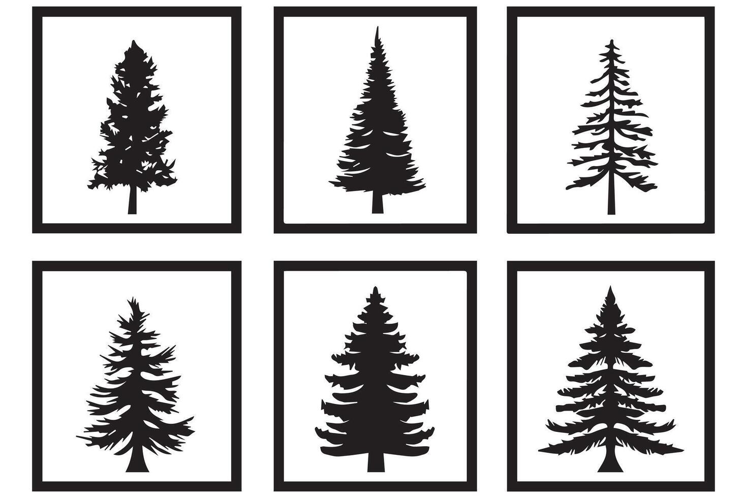 Set of Christmas Tree silhouette Bundle vector