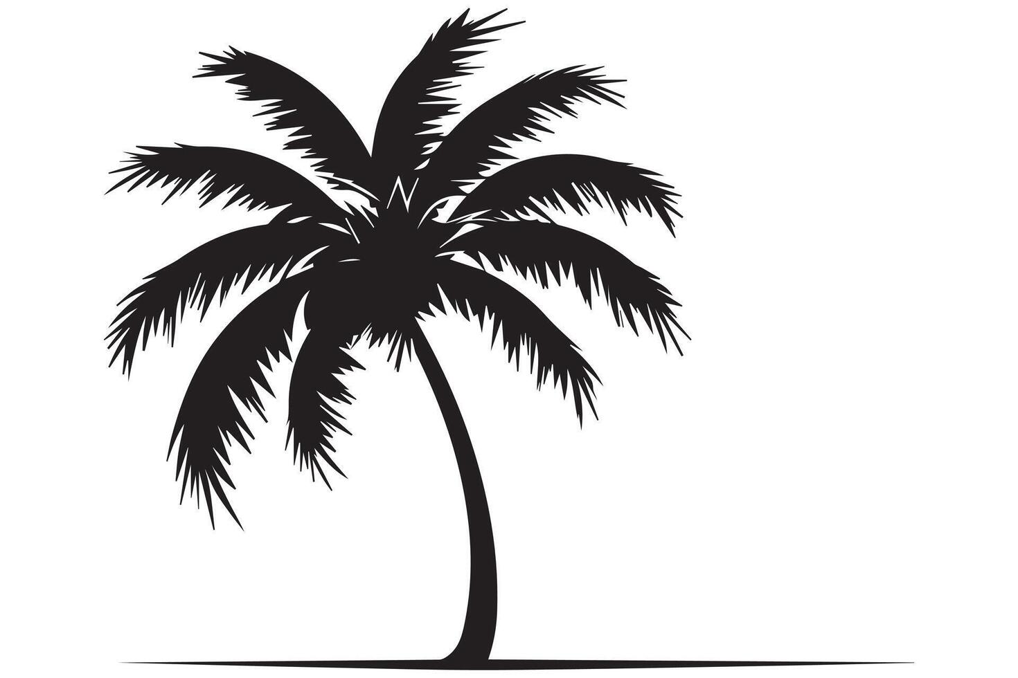 This set of detailed palm and coconut tree silhouette illustrations vector