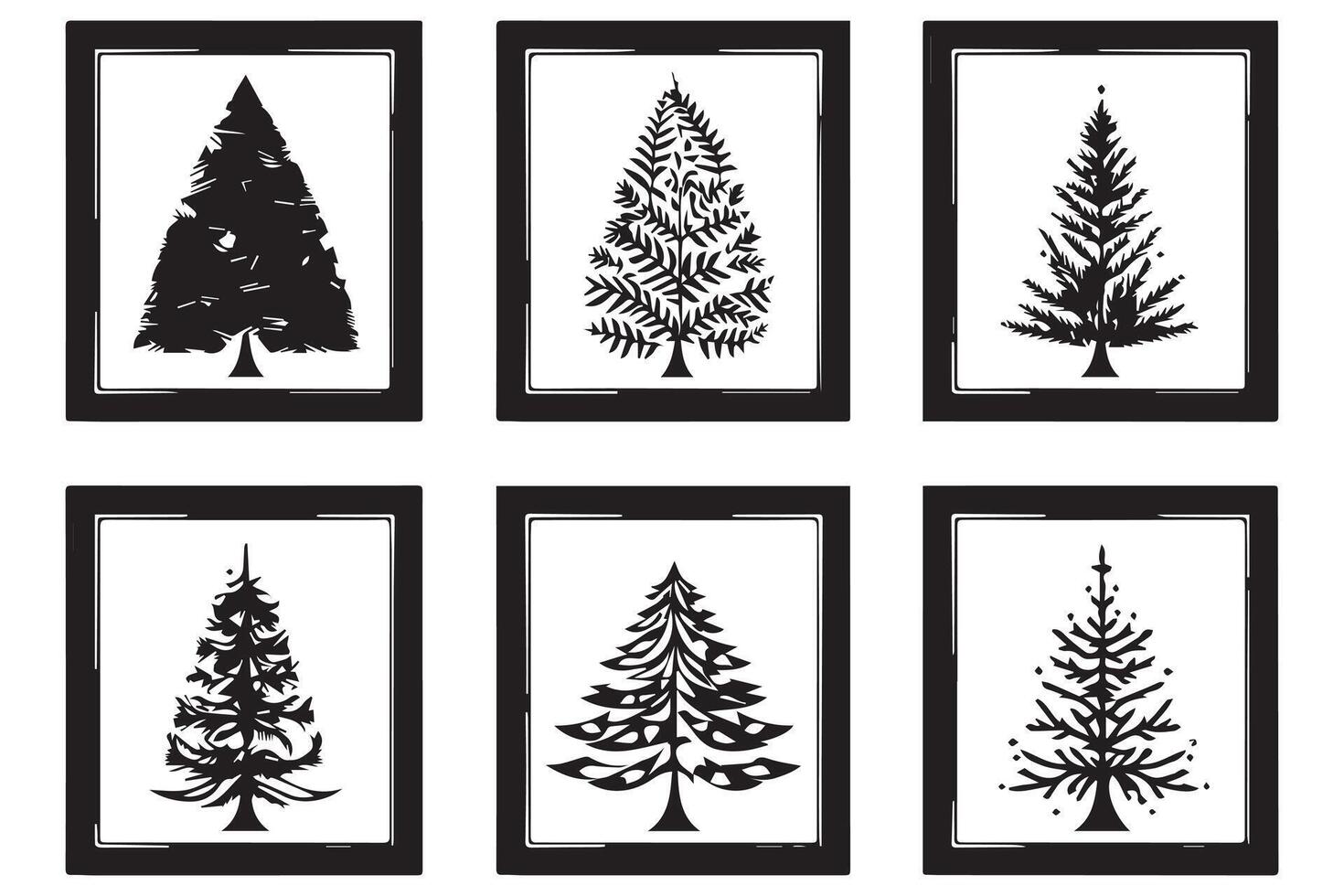 Set of Christmas Tree silhouette Bundle vector