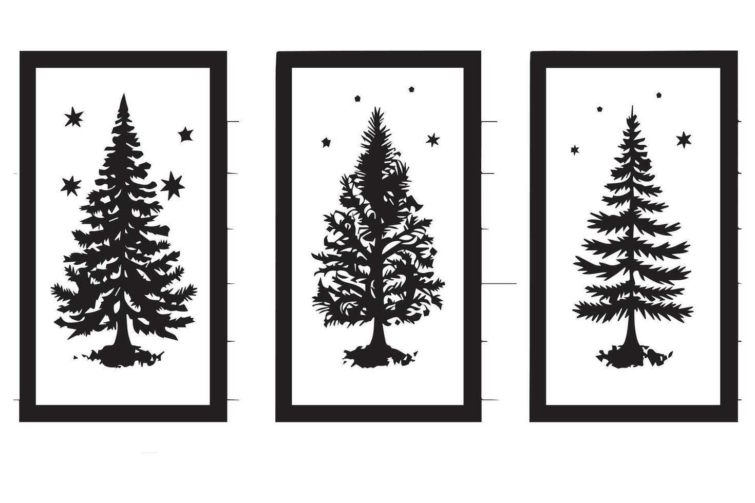 conjunto de Navidad árbol silueta haz vector