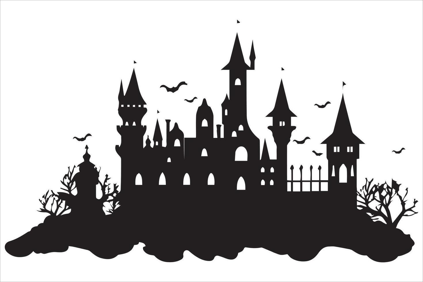 Halloween witch house silhouette design vector