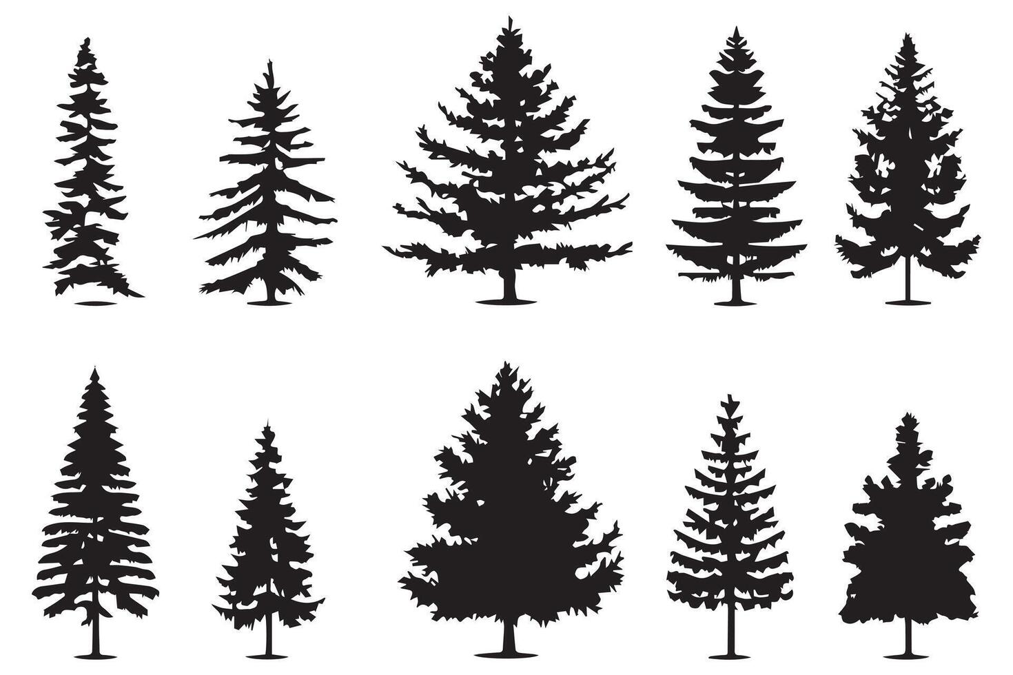 Set of Christmas Tree silhouette Bundle vector