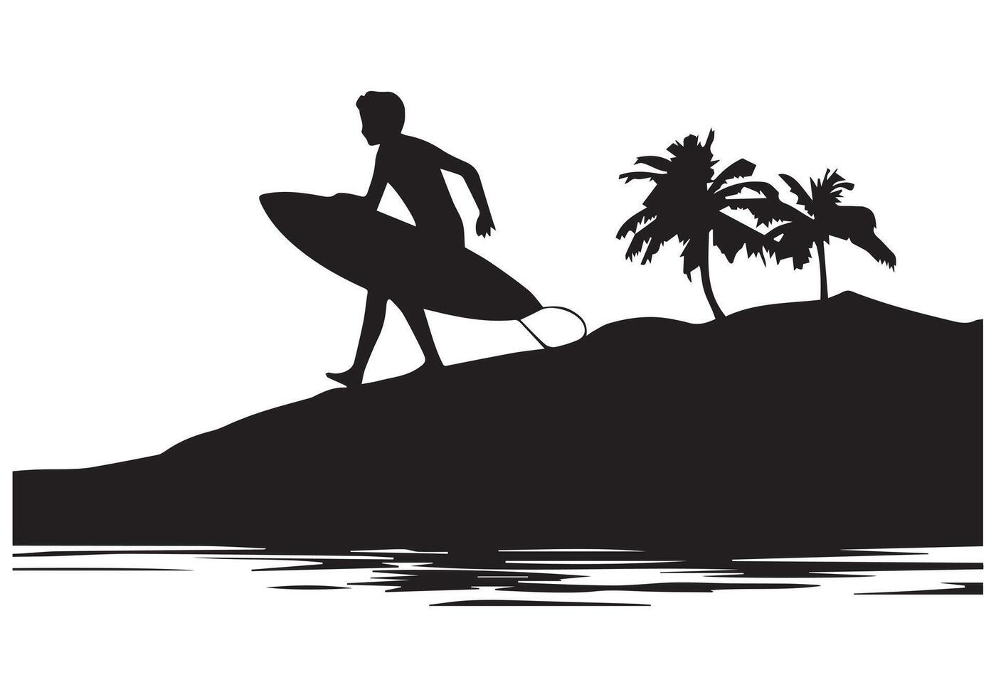 Surfing Silhouette design white background free vector