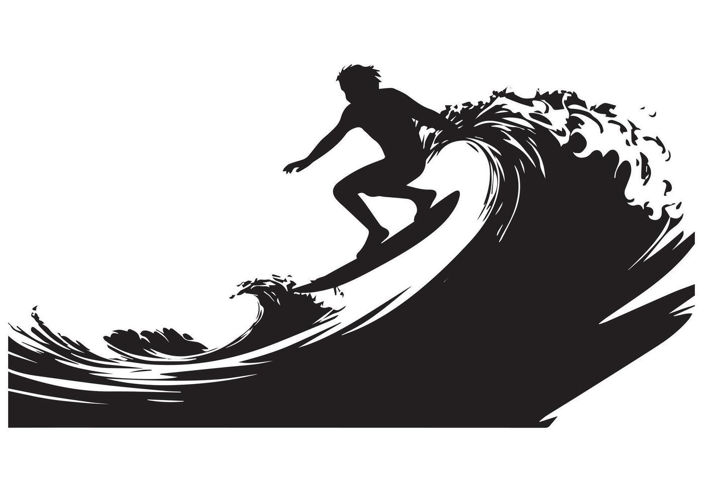 Surfing Silhouette design white background free vector