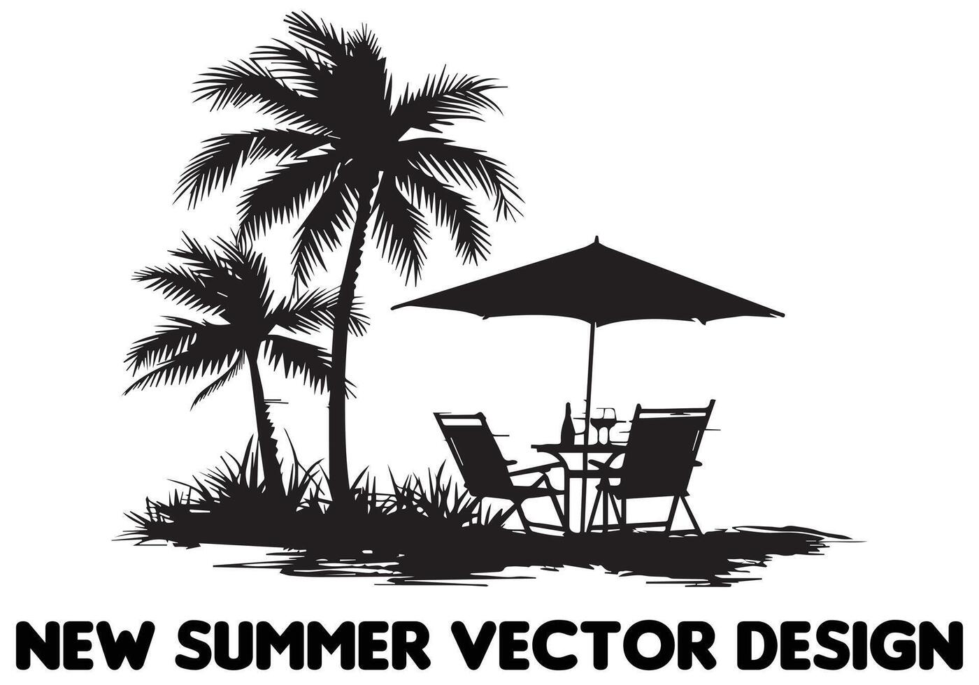 un conjunto de verano silueta ilustración gratis diseño vector