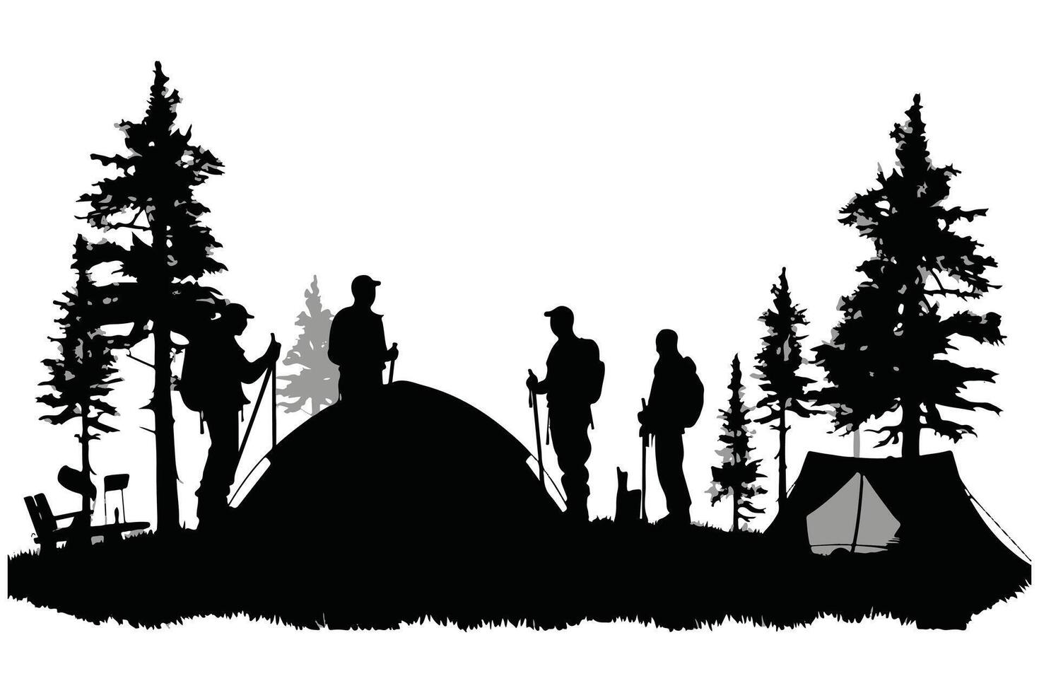 Camping black Silhouette vector