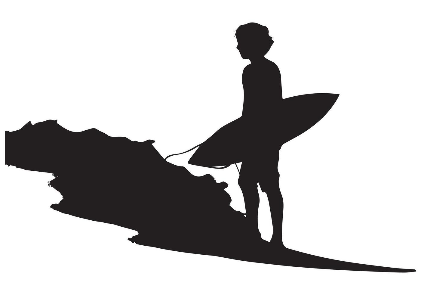 Surfing Silhouette design white background free vector