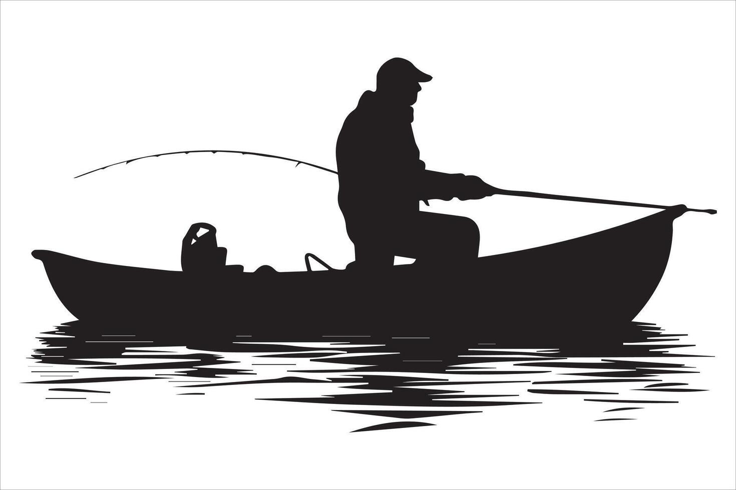 pescador pescar silueta ilustración vector