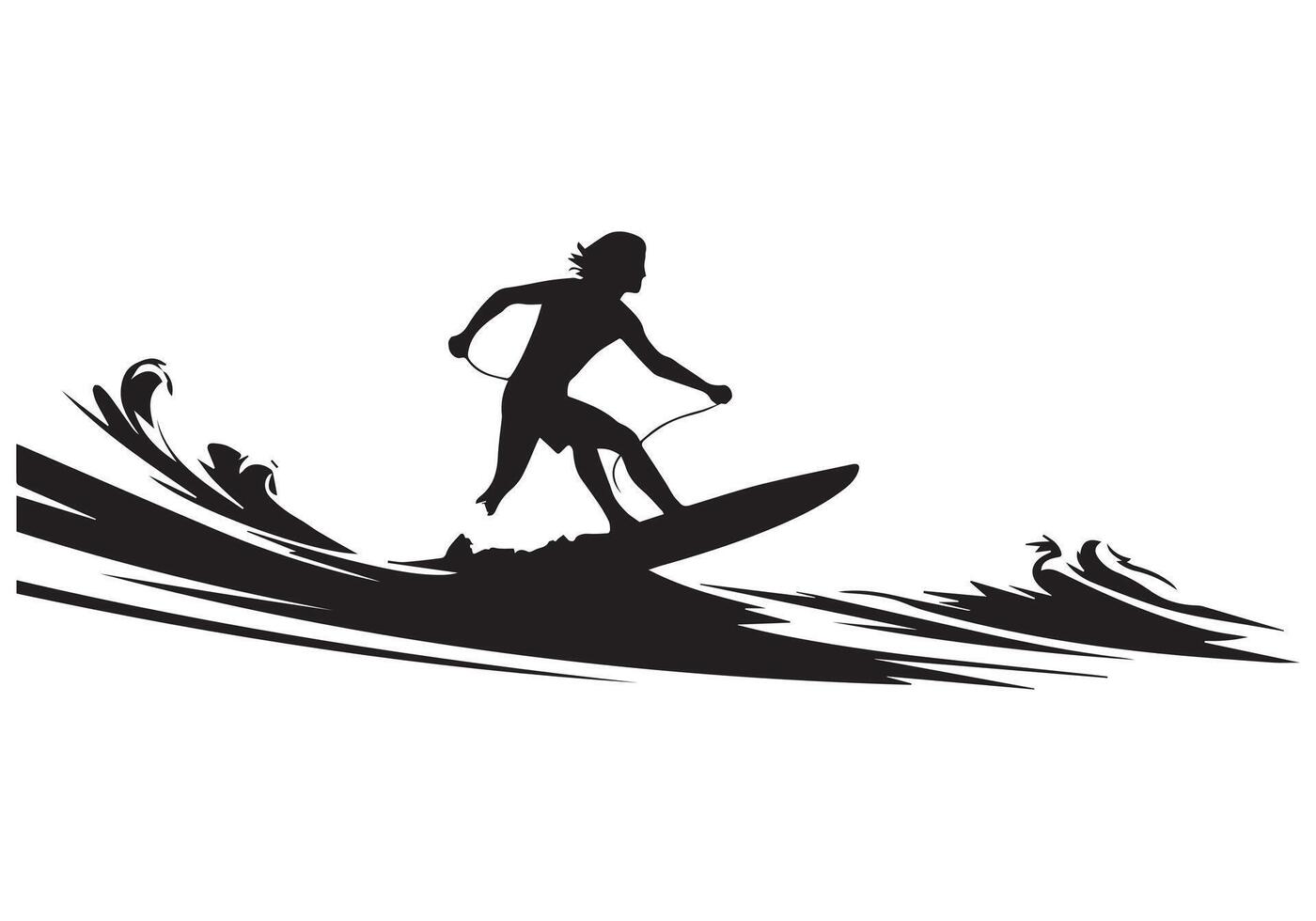 Surfing Silhouette design white background free vector