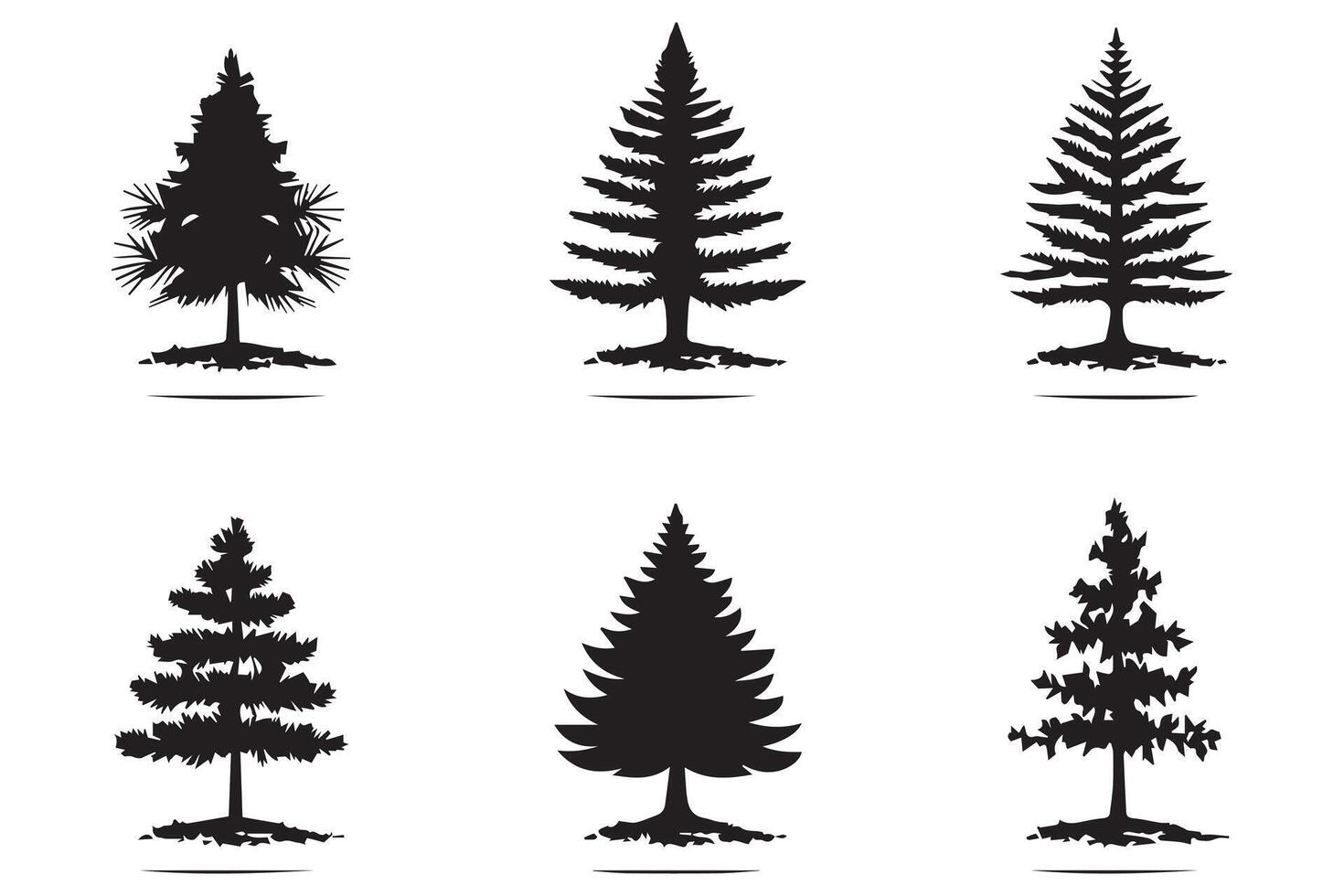 Set of Christmas Tree silhouette Bundle vector