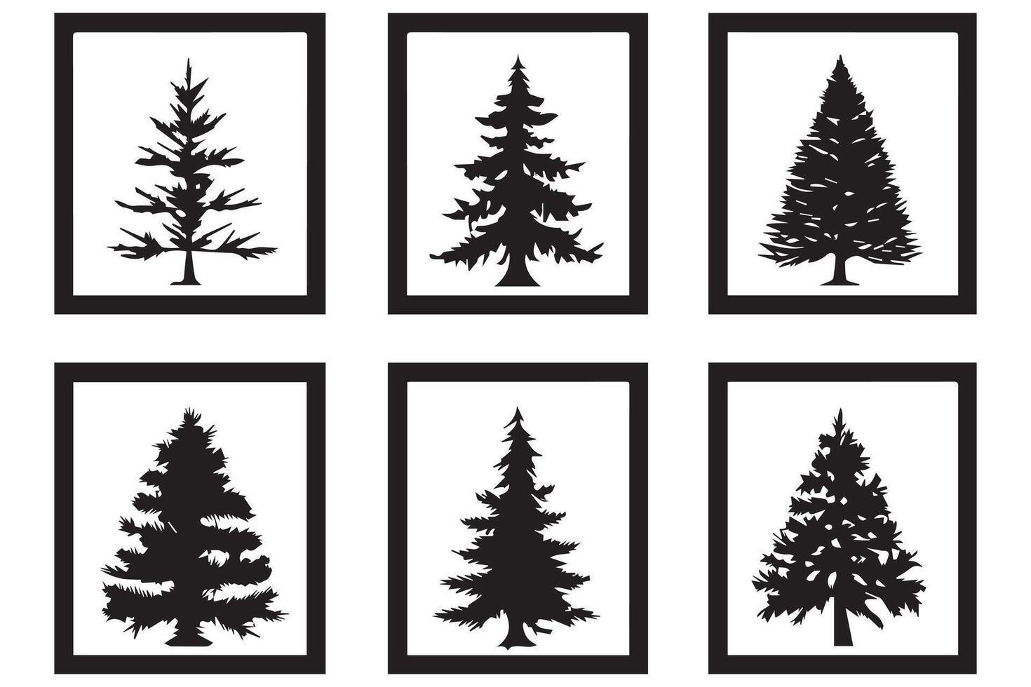 Set of Christmas Tree silhouette Bundle vector