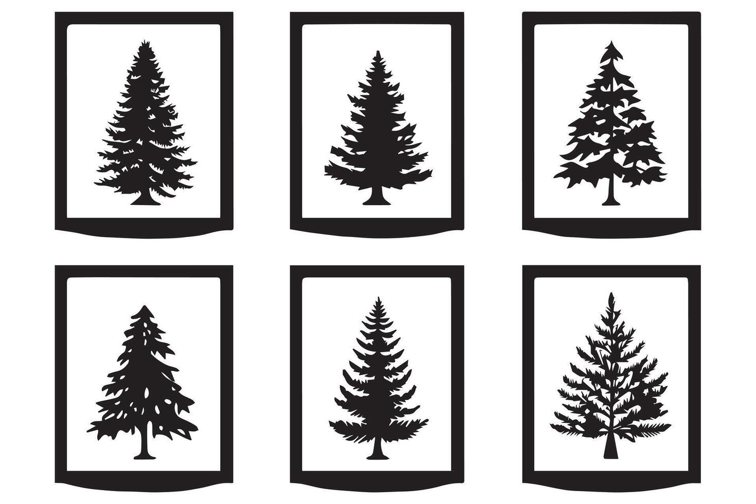 Christmas tree silhouette Clipart bundle vector