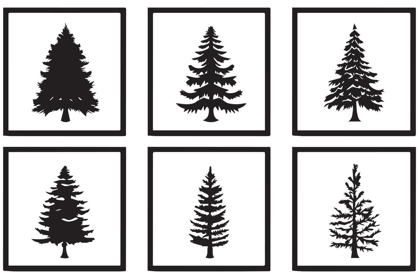 Set of Christmas Tree silhouette Bundle vector