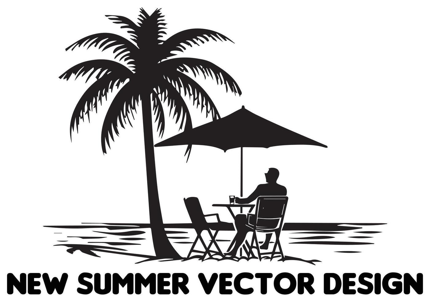 A set of summer silhouette illustration free design vector