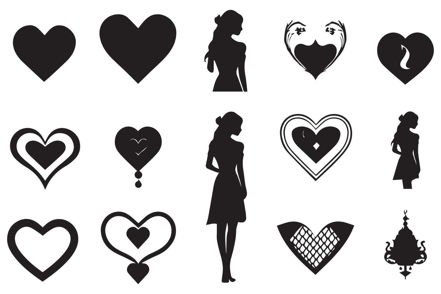 love silhouette design bundle se vector