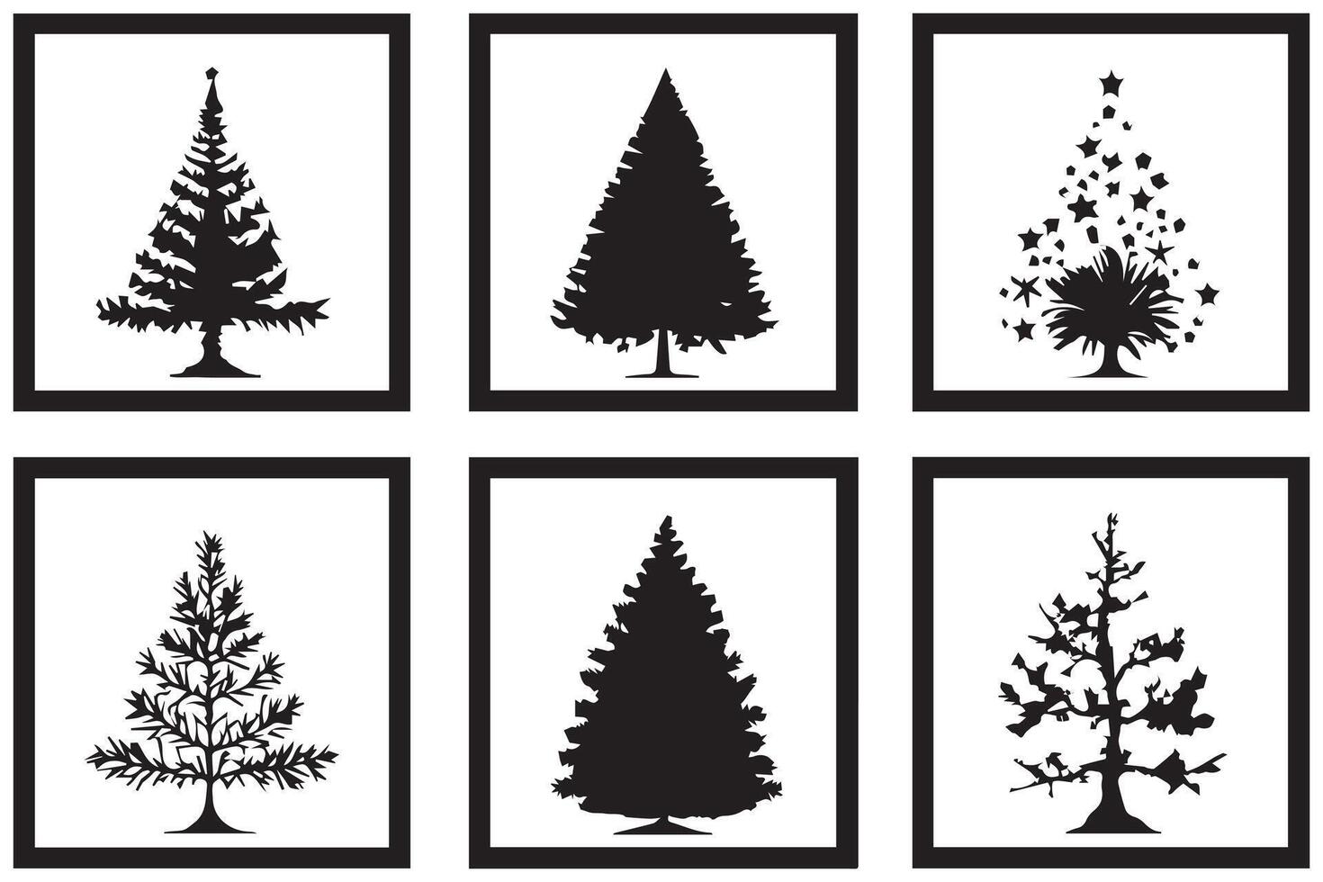 Set of Christmas Tree silhouette Bundle vector