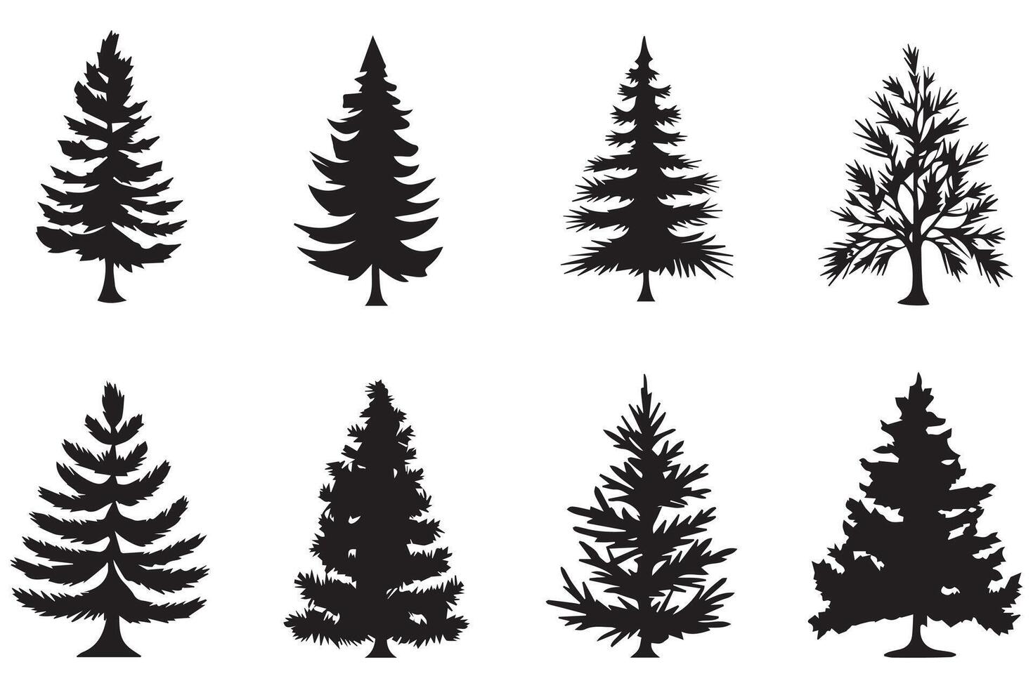 Christmas tree silhouette Clipart bundle vector