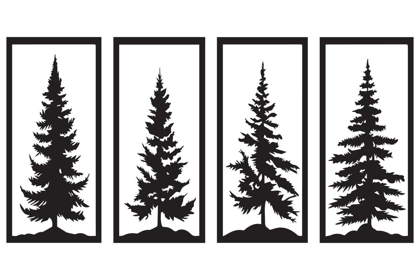 Christmas tree silhouette Clipart bundle vector