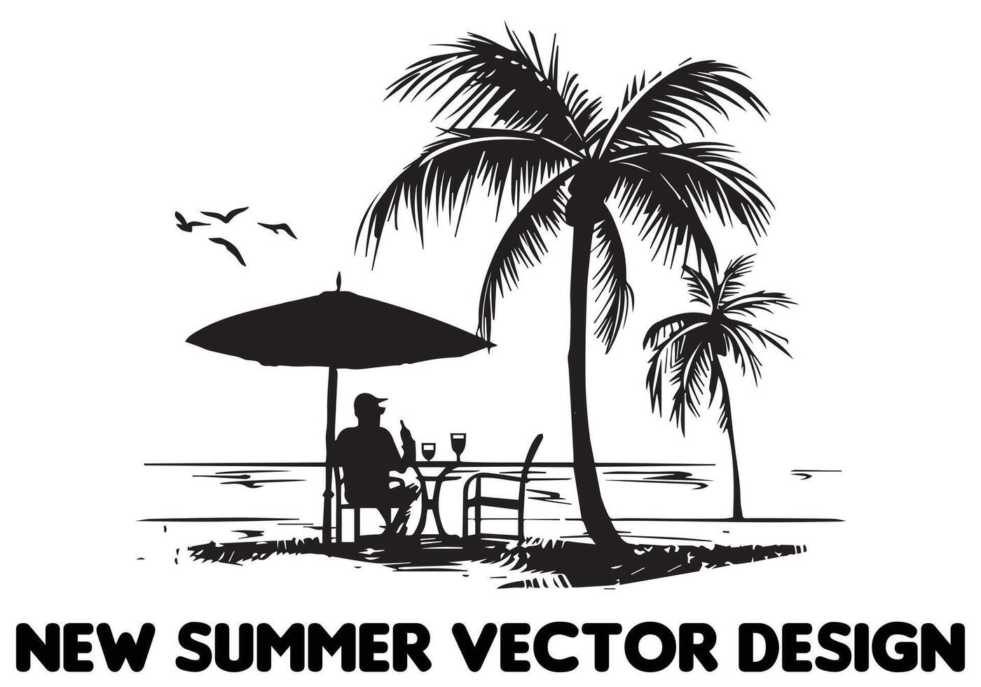 Summer Beach Silhouettes free design vector