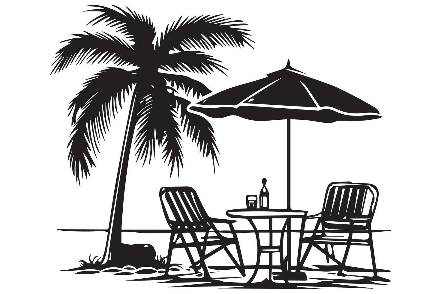 Summer Beach Silhouettes free design vector