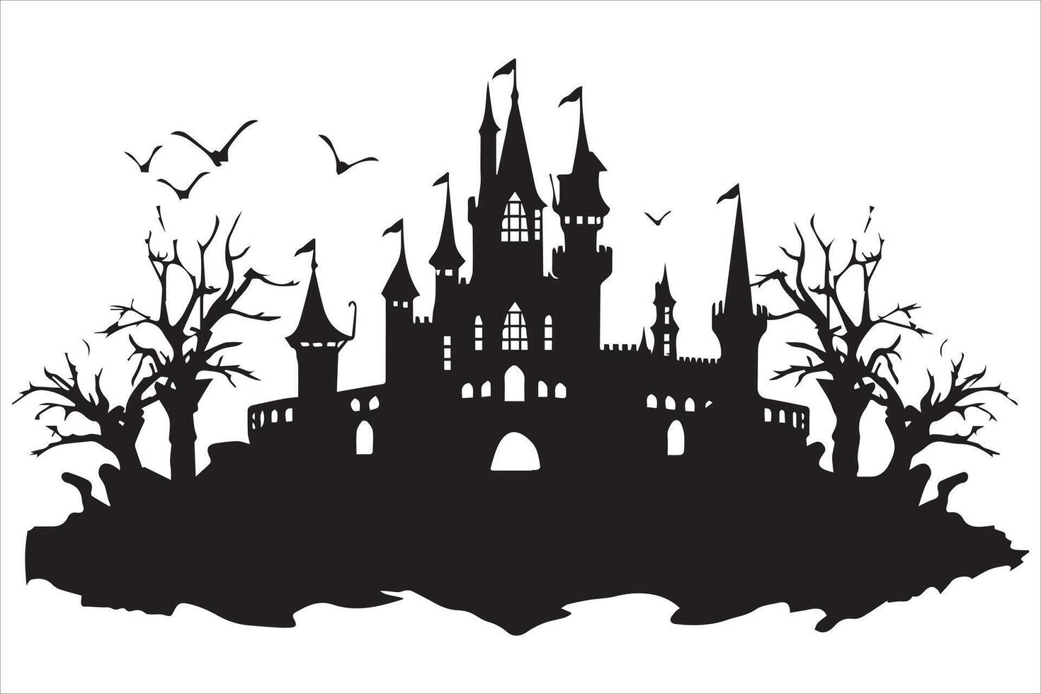 Halloween witch house silhouette design vector