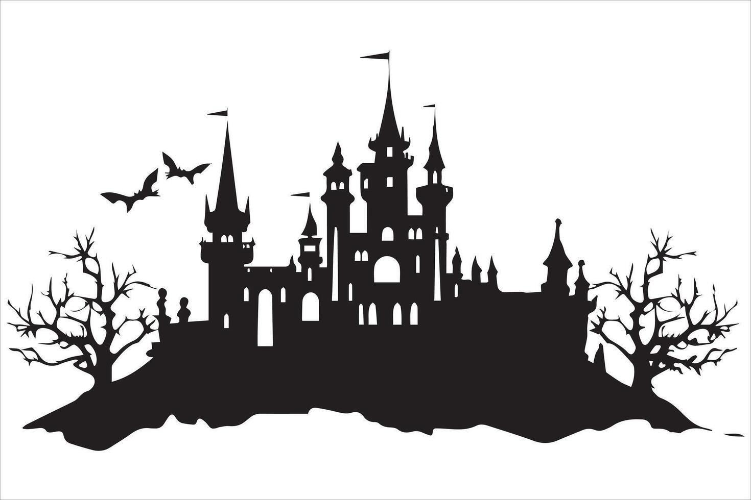 Halloween witch house black silhouette vector