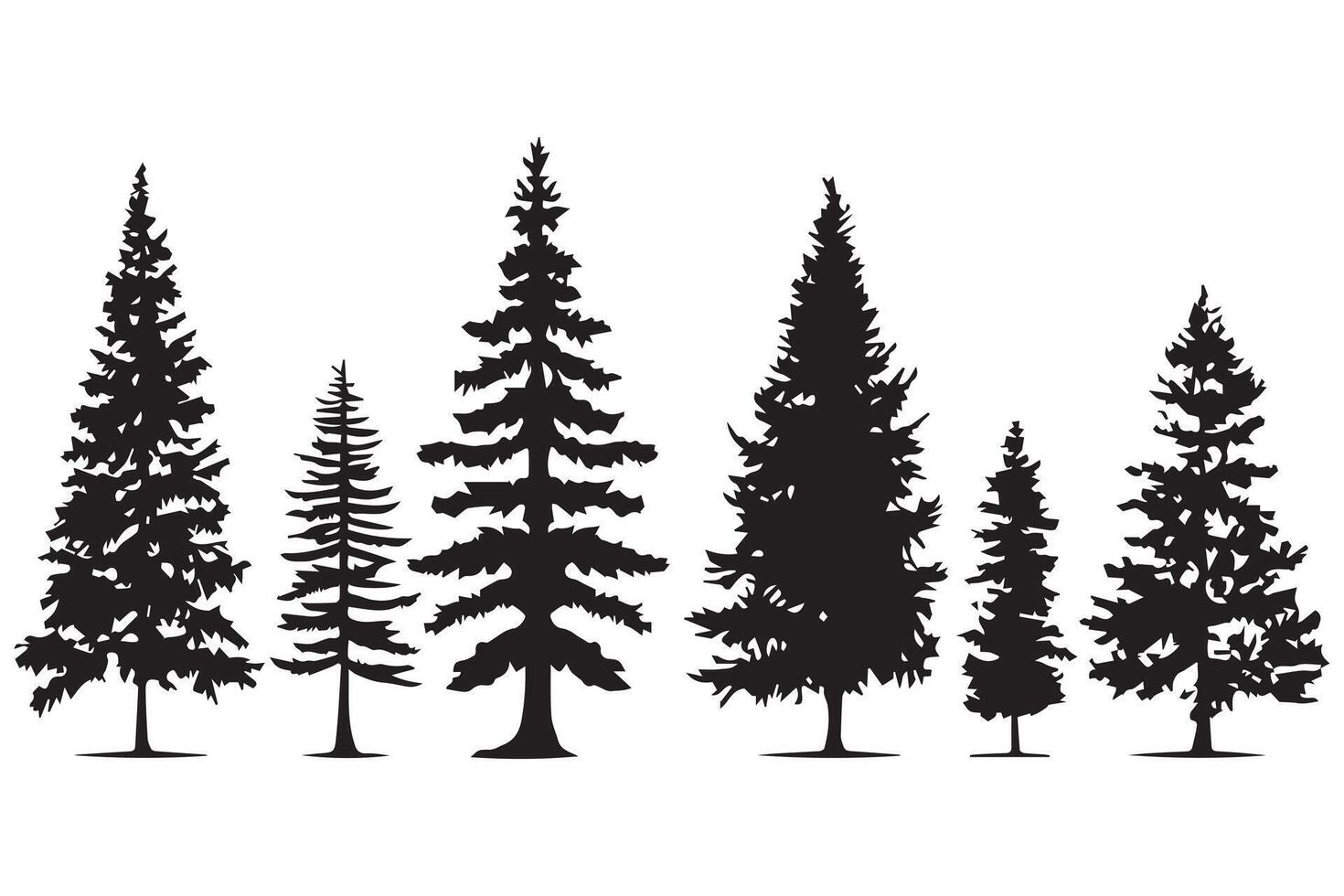 conjunto de Navidad árbol silueta haz vector