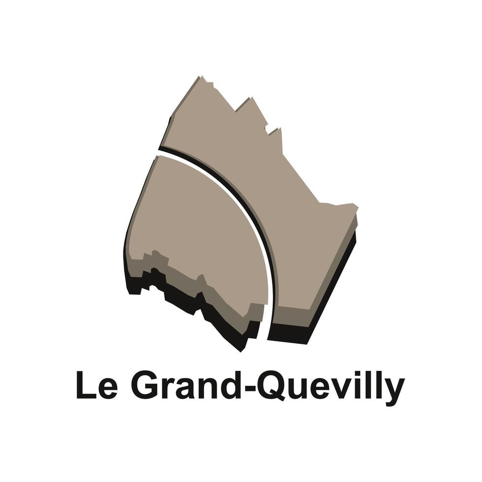 Map of Le Grand Quevilly design illustration, symbol, sign, outline, World Map International template on white background vector