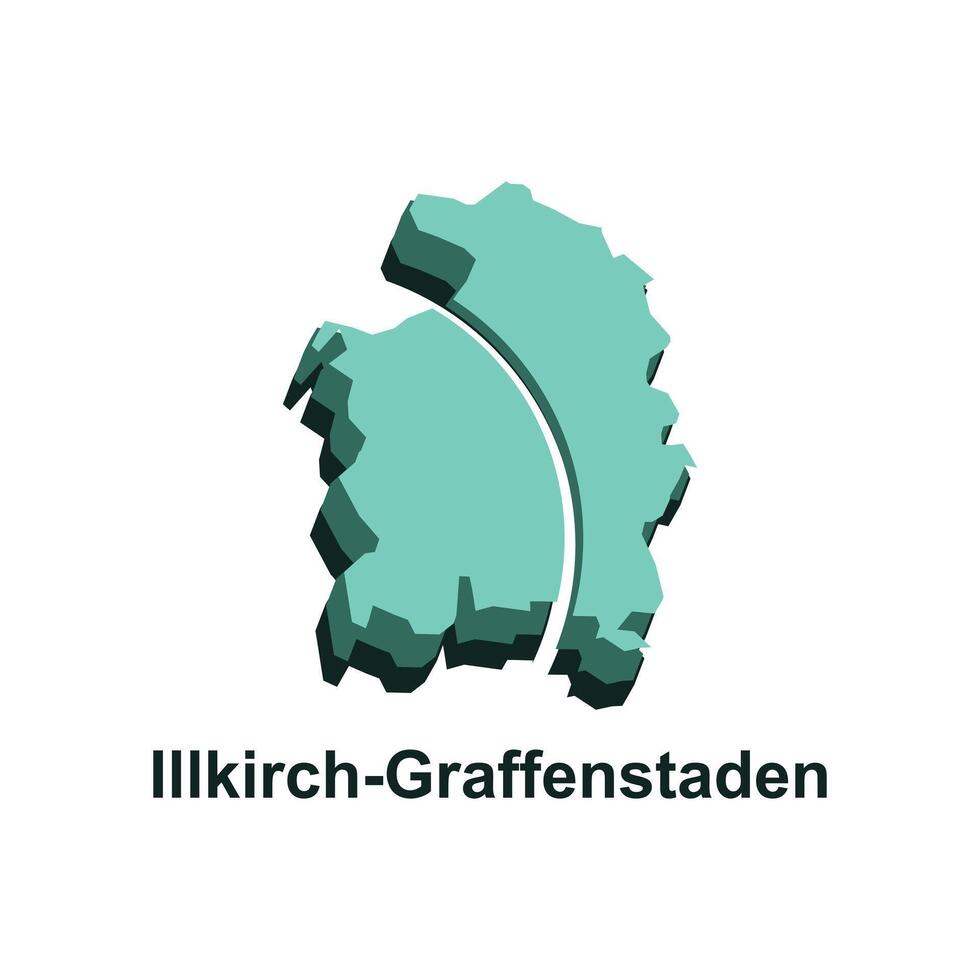 Map of Illkirch Graftenstaden design illustration, symbol, sign, outline, World Map International template on white background vector
