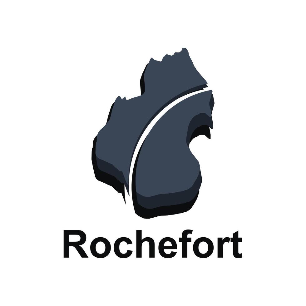 Rochefort City of France map illustration, template with outline graphic sketch design vector