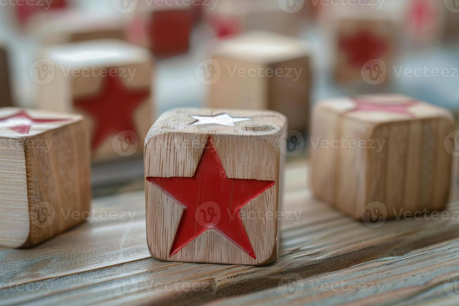 Exclusive VIP Personalized Wooden Cube Blocks with Star Icon photo