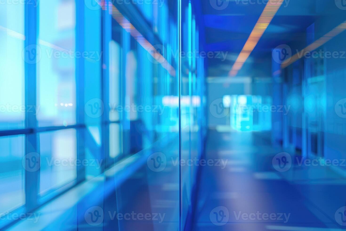 abstract blur blue contemporary office interior blue background concept photo