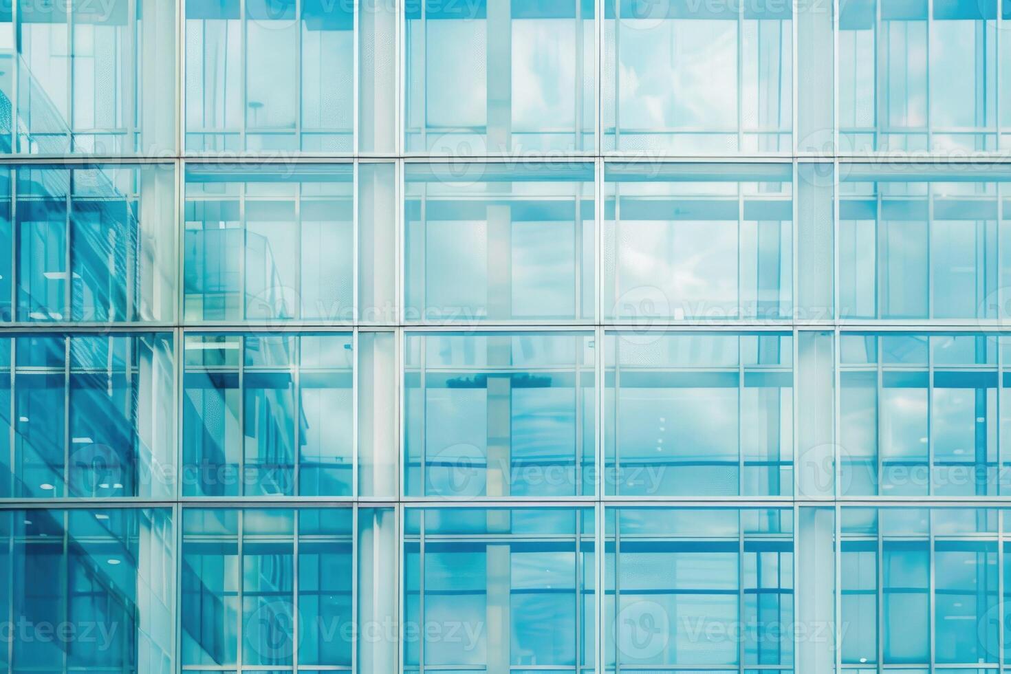 The glass window of building with white aluminum framework Blue tone as background. photo