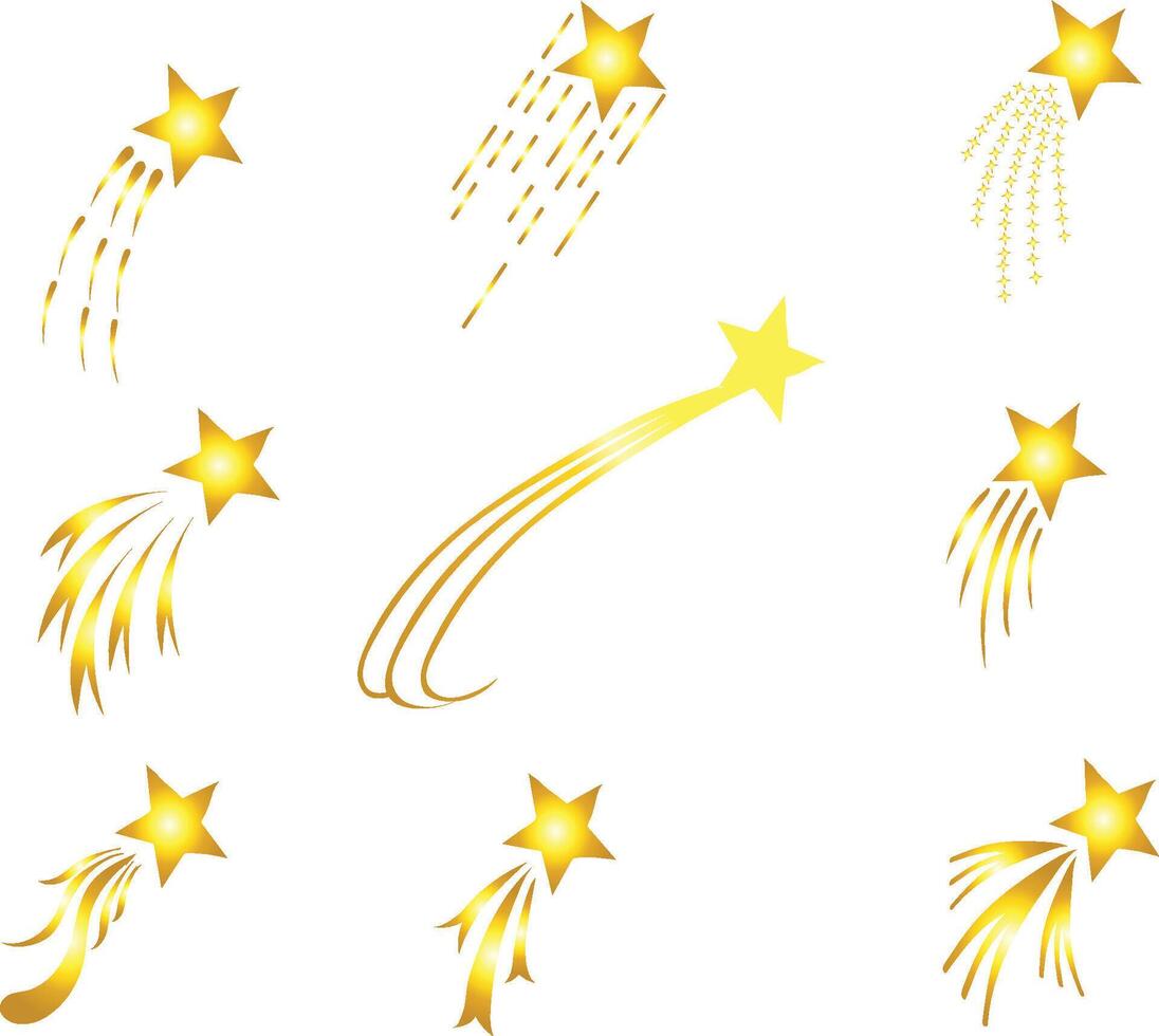 shooting stars golden stars collection vector