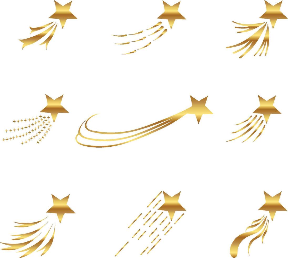 shooting stars golden stars collection vector