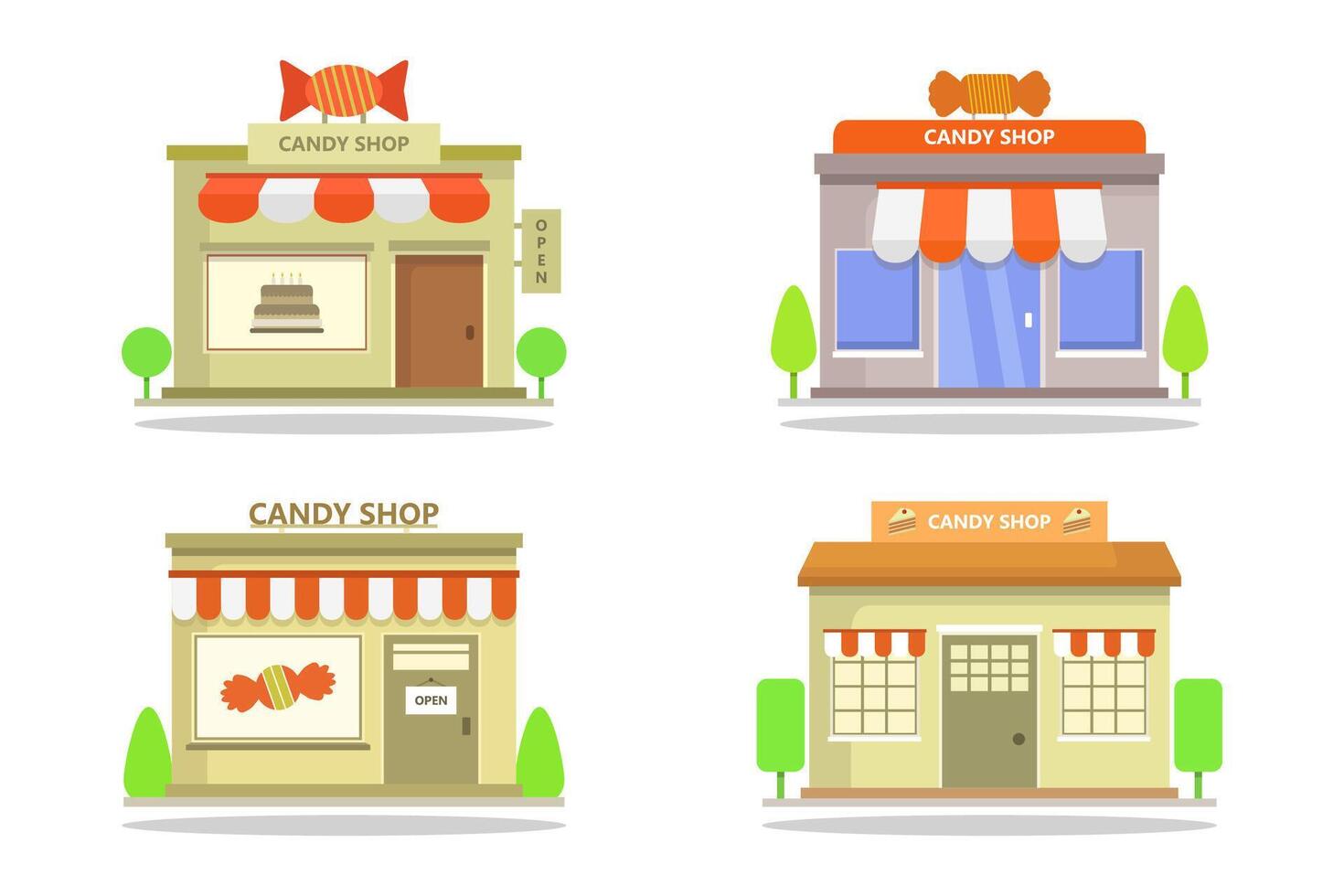 Candy shop buildings vector