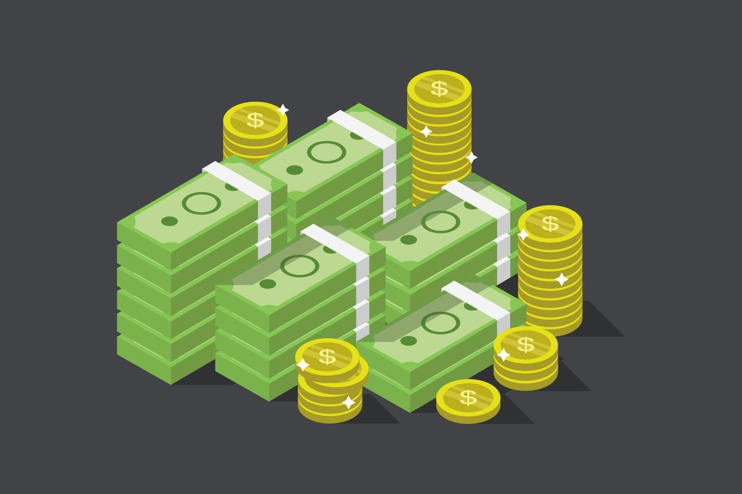 Illustrated isometric money vector