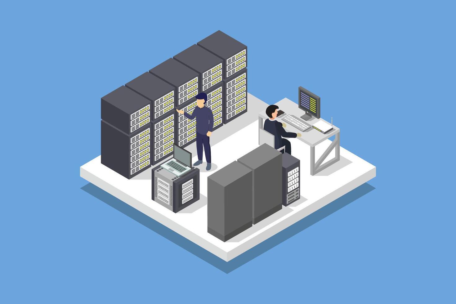 Illustrated isometric data center vector