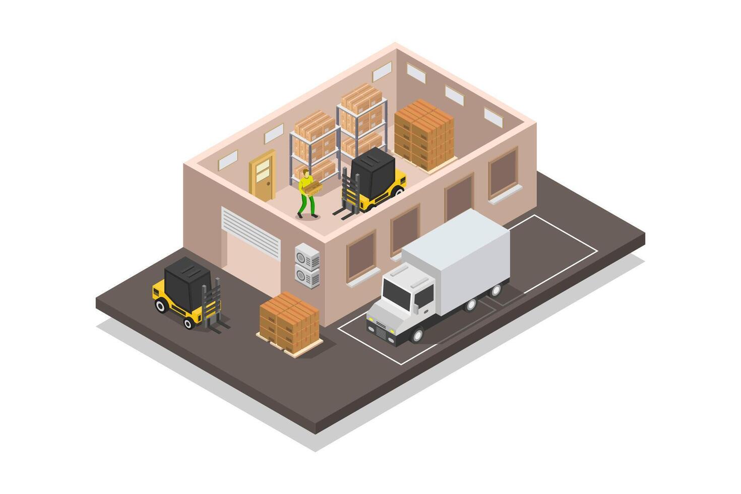 Warehouse interior illustrated vector