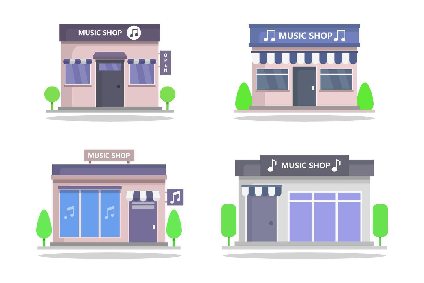 Music shop buildings vector