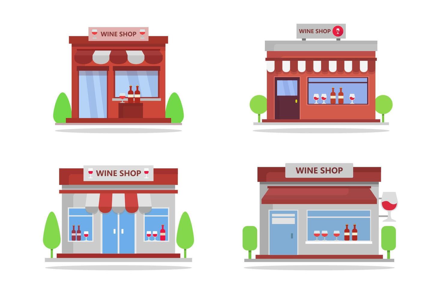 Wine shop buildings vector