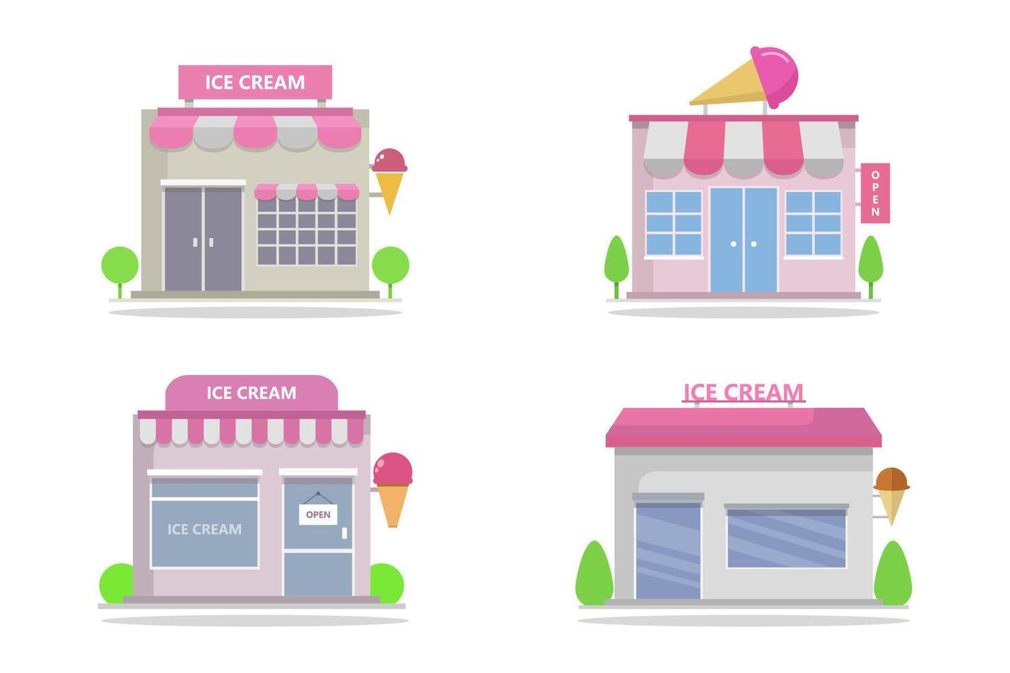 Ice cream shop buildings vector