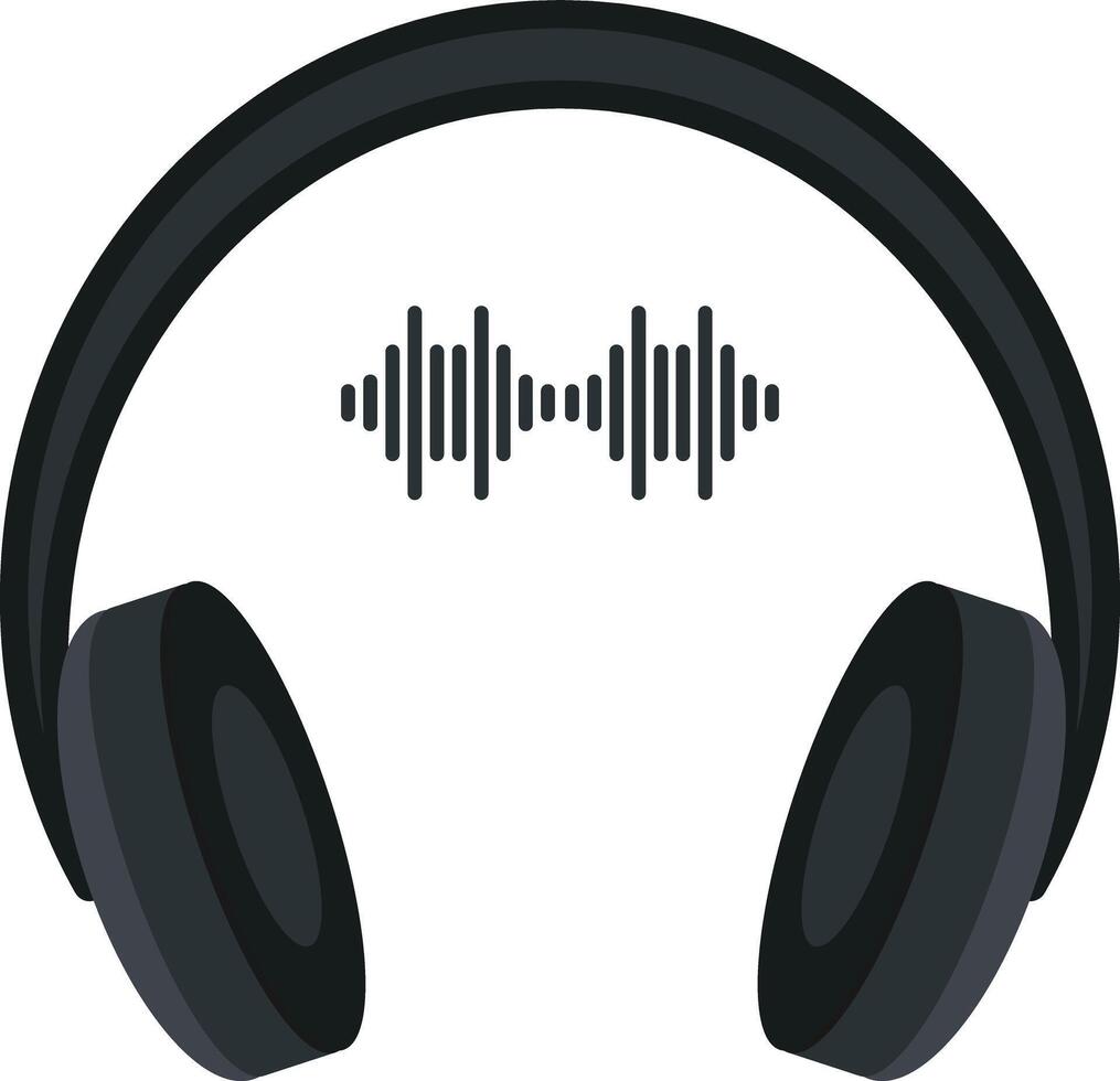 auriculares con sonido ola icono vector