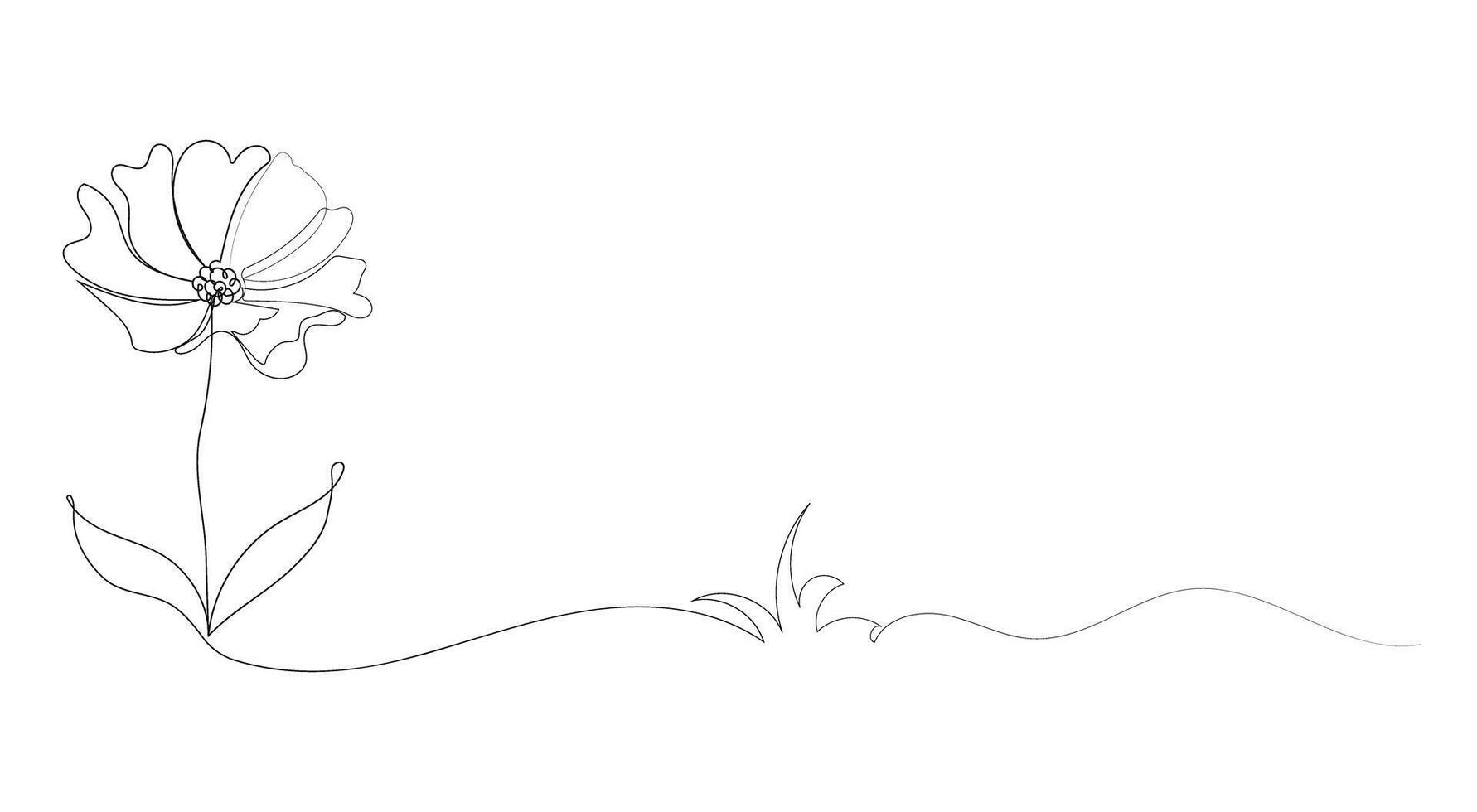 Abstract floral background. Flowers in the style of line art, one continuous line. Hand drawing. Minimalist style for your design, stories, print, etc vector